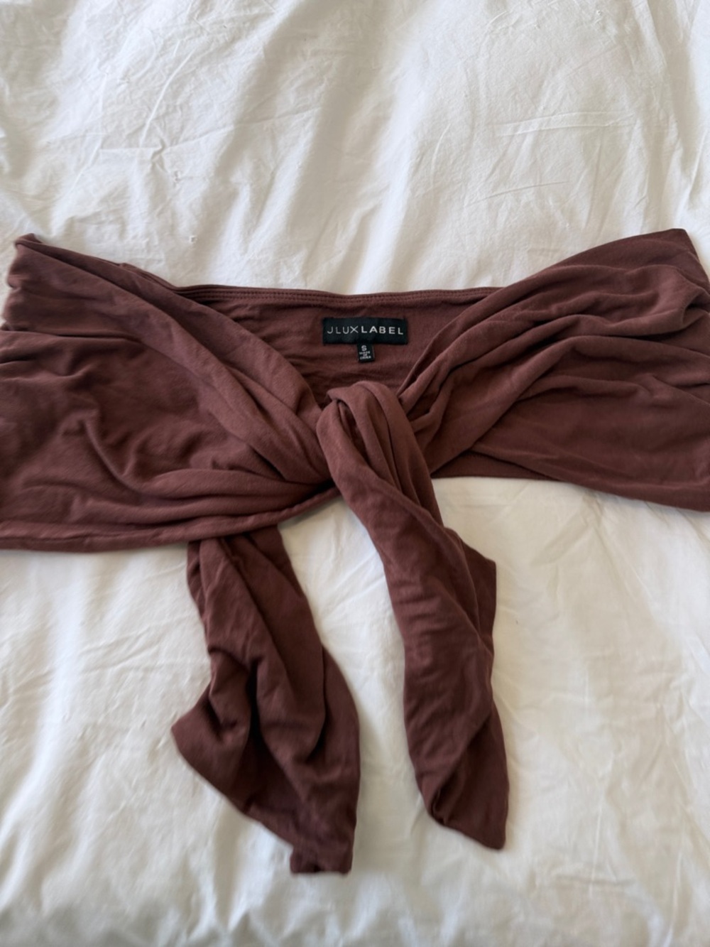 Women’s Wide-Leg Scarf top set in Deep Brown - Picture 4 of 5